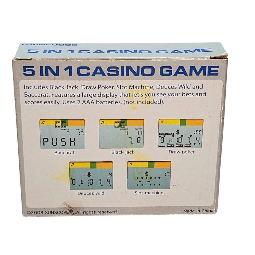 Casino 5 IN 1 Hand Held Pocket Travel Game Working